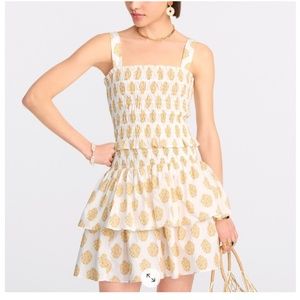 NWT J.Crew Smocked Mini Skirt in Gathered Floral Block Print Size XS